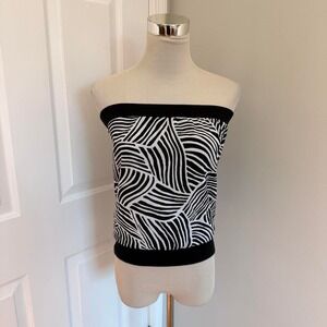 Y2K BLACK AND WHITE OLD NAVY ABSTRACT PRINT BANDEAU TUBE TOP